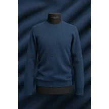 Pull col rond bleu indigo — sur mesure — Costume Privé Paris
