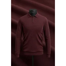 Pull polo manche longue bordeaux — sur mesure — Costume Privé Paris