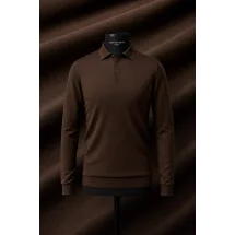 Pull polo manche longue marron — sur mesure — Costume Privé Paris