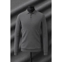Pull polo manche longue gris — sur mesure — Costume Privé Paris