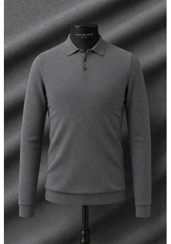 Pull polo manche longue gris — sur mesure — Costume Privé Paris