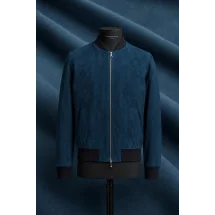 Blouson Suede bleu canard MA1 Steve — sur mesure — Costume Privé Paris