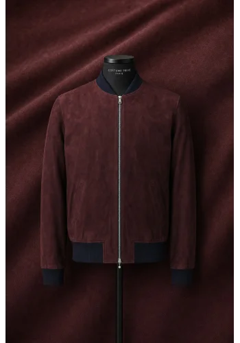 Blouson Suede bordeaux MA1 Steve — sur mesure — Costume Privé Paris