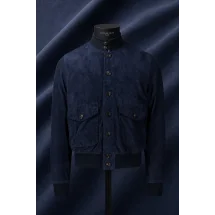 Blouson Nubuck bleu A1 Cary — sur mesure — Costume Privé Paris