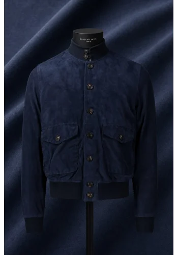 Blouson Nubuck bleu A1 Cary — sur mesure — Costume Privé Paris