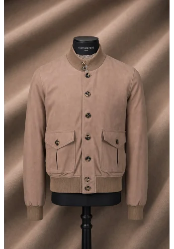 Blouson Nubuck beige A1 Cary — sur mesure — Costume Privé Paris