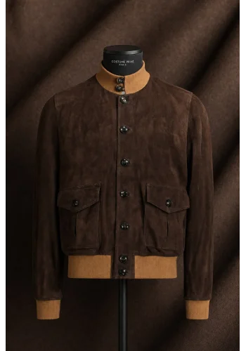 Blouson Nubuck marron A1 Cary — sur mesure — Costume Privé Paris