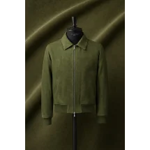Blouson Nubuck vert olive A2 John — sur mesure — Costume Privé Paris