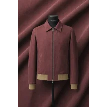 Blouson Nubuck bordeaux clair A2 John — sur mesure — Costume Privé Paris