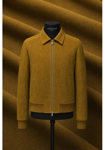 Blouson Nubuck marron ocre A2 John — sur mesure — Costume Privé Paris