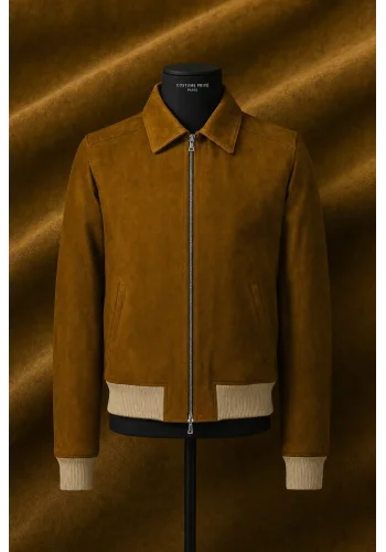 Blouson Nubuck marron moyen A2 John — sur mesure — Costume Privé Paris