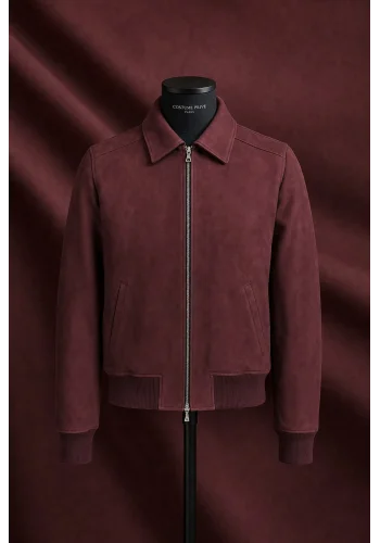 Blouson Nubuck bordeaux A2 John — sur mesure — Costume Privé Paris