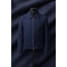 Blouson Nubuck bleu nuit A2 John — sur mesure — Costume Privé Paris