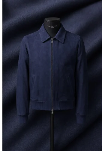 Blouson Nubuck bleu nuit A2 John — sur mesure — Costume Privé Paris