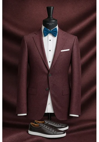 Costume mariage bordeaux champêtre — sur mesure — Costume Privé Paris