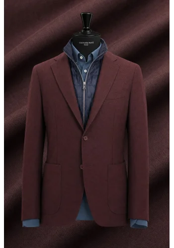 Veste bordeaux plastron amovible — sur mesure — Costume Privé Paris