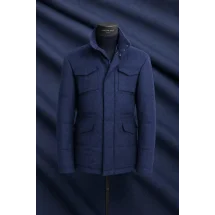 Parka matelassée bleu moyen — sur mesure — Costume Privé Paris