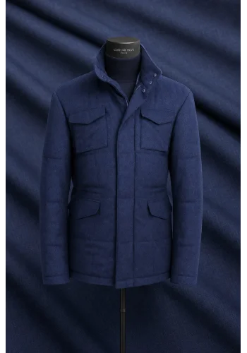 Parka matelassée bleu moyen — sur mesure — Costume Privé Paris