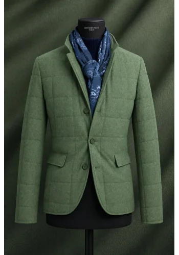 Veste matelassée verte — sur mesure — Costume Privé Paris