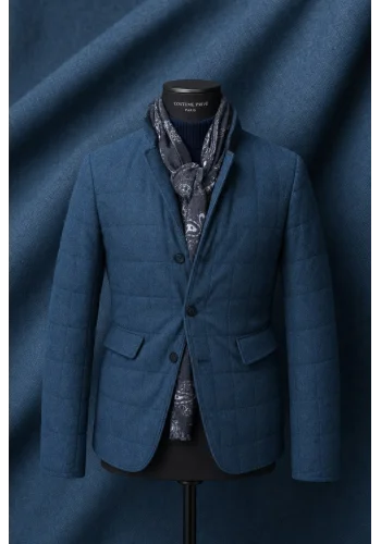 Veste matelassée bleu — sur mesure — Costume Privé Paris