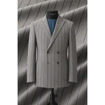 veste croisée été gris rayures — sur mesure — Costume Privé Paris