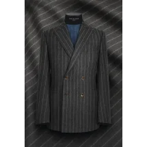 veste croisée gris rayures gris pour homme — sur mesure — Costume Privé Paris