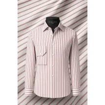 Chemise blanche à double rayure rouge - Style élégant pour hommes — sur mesure — Costume Privé Paris