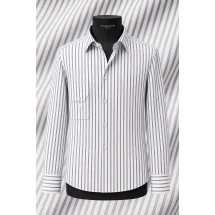 Chemise blanche à double rayure bleue - Style élégant pour hommes — sur mesure — Costume Privé Paris