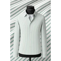 Chemise blanche à double rayure verte - Style élégant pour hommes — sur mesure — Costume Privé Paris