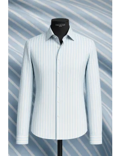 Chemise bleu ciel à rayures blanches - Style élégant pour hommes