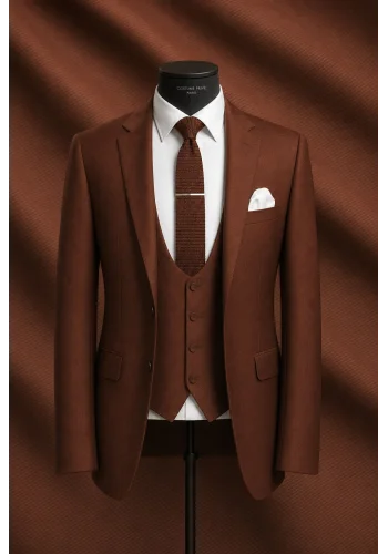 Costume mariage rouge brique — sur mesure — Costume Privé Paris