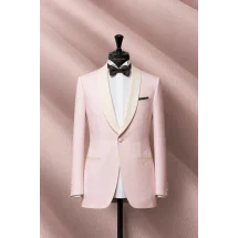 Smoking rose col châle — sur mesure — Costume Privé Paris