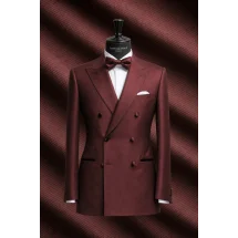 Smoking bordeaux croisé - élégance et raffinement pour vos soirées — sur mesure — Costume Privé Paris