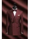 Smoking bordeaux croisé - élégance et raffinement pour vos soirées — sur mesure — Costume Privé Paris