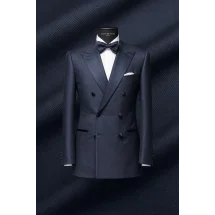 Smoking Bleu nuit croisé - Élégance et Raffinement pour vos Soirées Chics — sur mesure — Costume Privé Paris