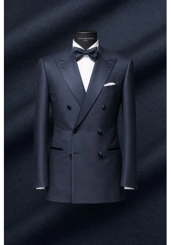 Smoking Bleu nuit croisé - Élégance et Raffinement pour vos Soirées Chics — sur mesure — Costume Privé Paris