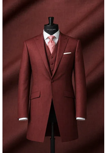 Redingote bordeaux — sur mesure — Costume Privé Paris