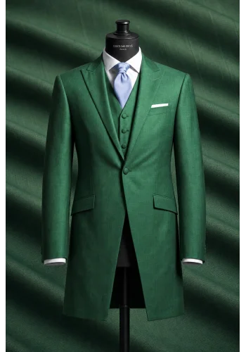 Redingote vert intense — sur mesure — Costume Privé Paris