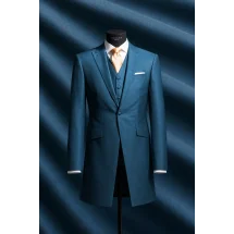 Redingote bleu indigo — sur mesure — Costume Privé Paris