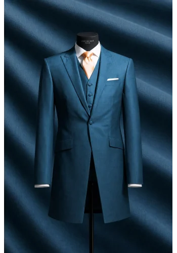 Redingote bleu indigo — sur mesure — Costume Privé Paris