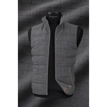 Doudoune grise carreaux marron — sur mesure — Costume Privé Paris