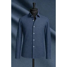Chemise Denim Bleu Foncé - Style Décontracté et Élégant pour Hommes. — sur mesure — Costume Privé Paris