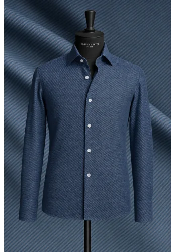 Chemise Denim Bleu Foncé - Style Décontracté et Élégant pour Hommes. — sur mesure — Costume Privé Paris