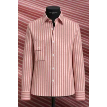 Chemise Rouge à Rayures Blanches - Style Élégant pour Hommes et Femmes. — sur mesure — Costume Privé Paris
