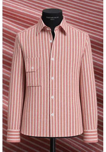 Chemise Rouge à Rayures Blanches - Style Élégant pour Hommes et Femmes. — sur mesure — Costume Privé Paris