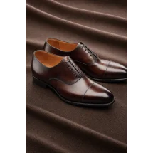 Chaussures Richelieu bout droit marron patiné — sur mesure — Costume Privé Paris