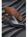 Chaussures Richelieu bout droit noir patiné — sur mesure — Costume Privé Paris