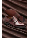 Chaussures double boucle bordeaux patiné — sur mesure — Costume Privé Paris