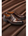 Chaussures double boucle marron patiné — sur mesure — Costume Privé Paris