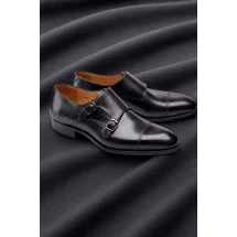 Chaussures double boucle noir patiné — sur mesure — Costume Privé Paris